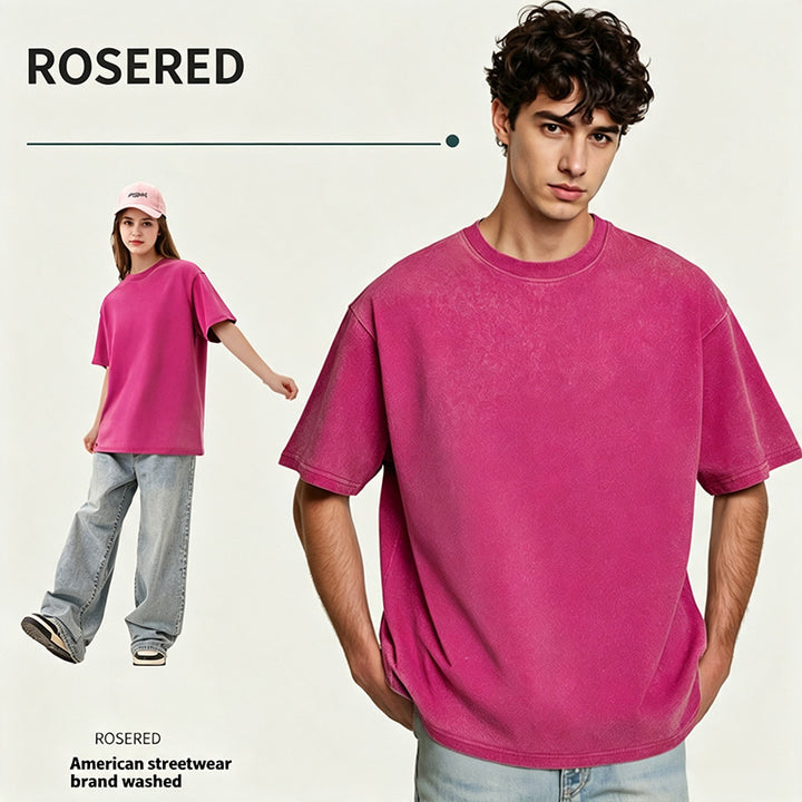 Distressed loose-fit pure cotton T-shirt