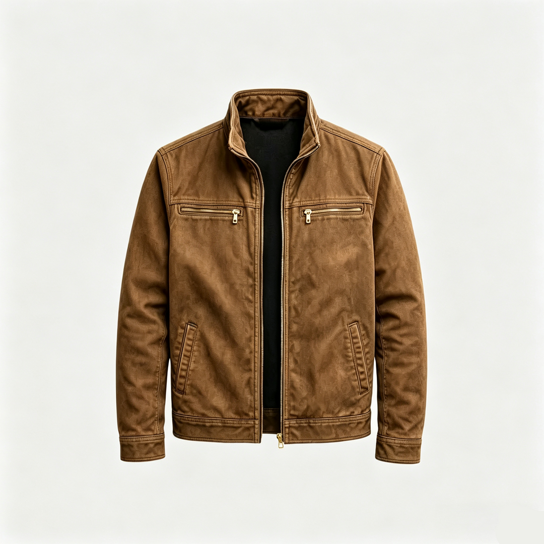 Vintage Washed Stand Collar Work Jacket