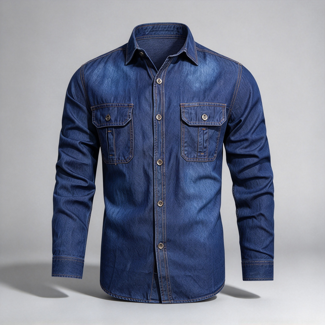 Vintage Multi Pocket Thin Cotton Denim Work Shirt