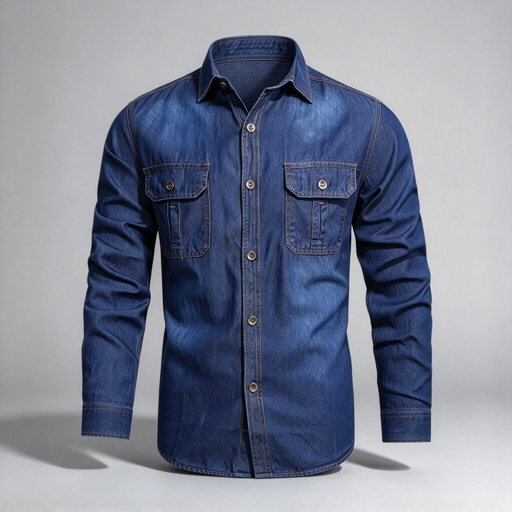 Vintage Multi Pocket Thin Cotton Denim Work Shirt