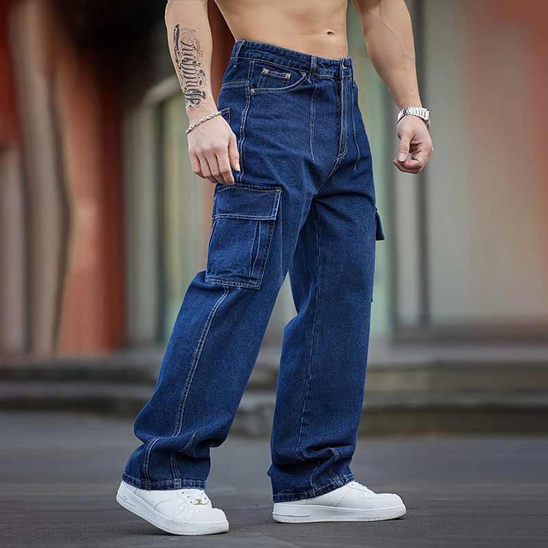 Men's wide-leg utility jeans