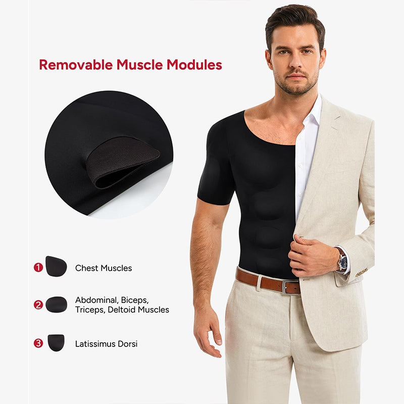 Men Body Shaper Padded Muscle Shirt