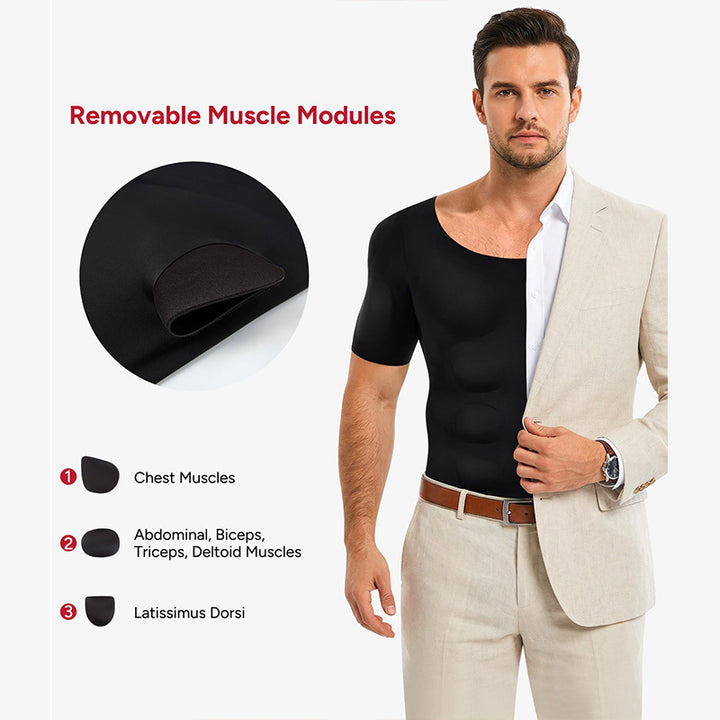 Men Body Shaper Padded Muscle Shirt