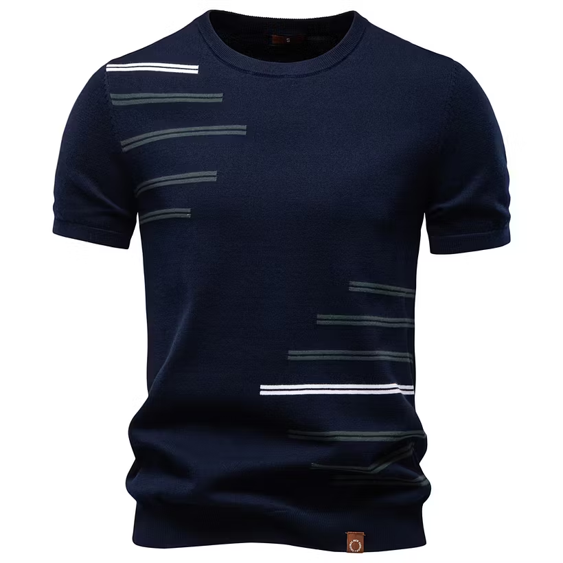 Modern Asymmetrical Stripe Knit Tee