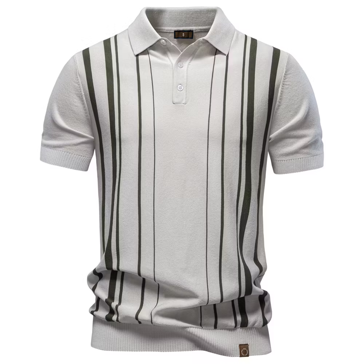 Retro Stripe Knit Polo
