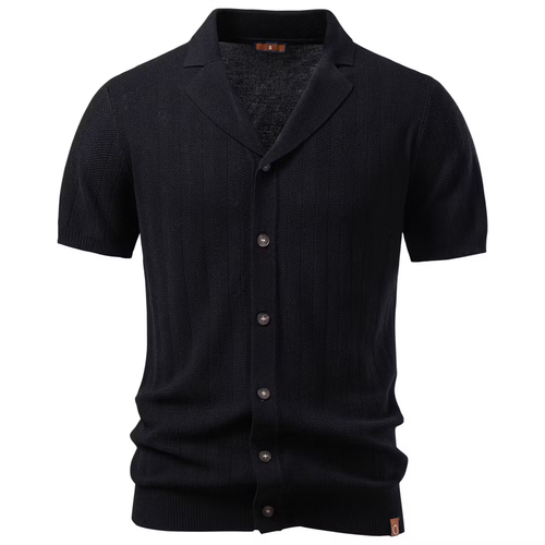 Business Casual Knit Button-Down Shirt