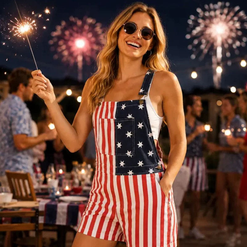 Festive-print overalls