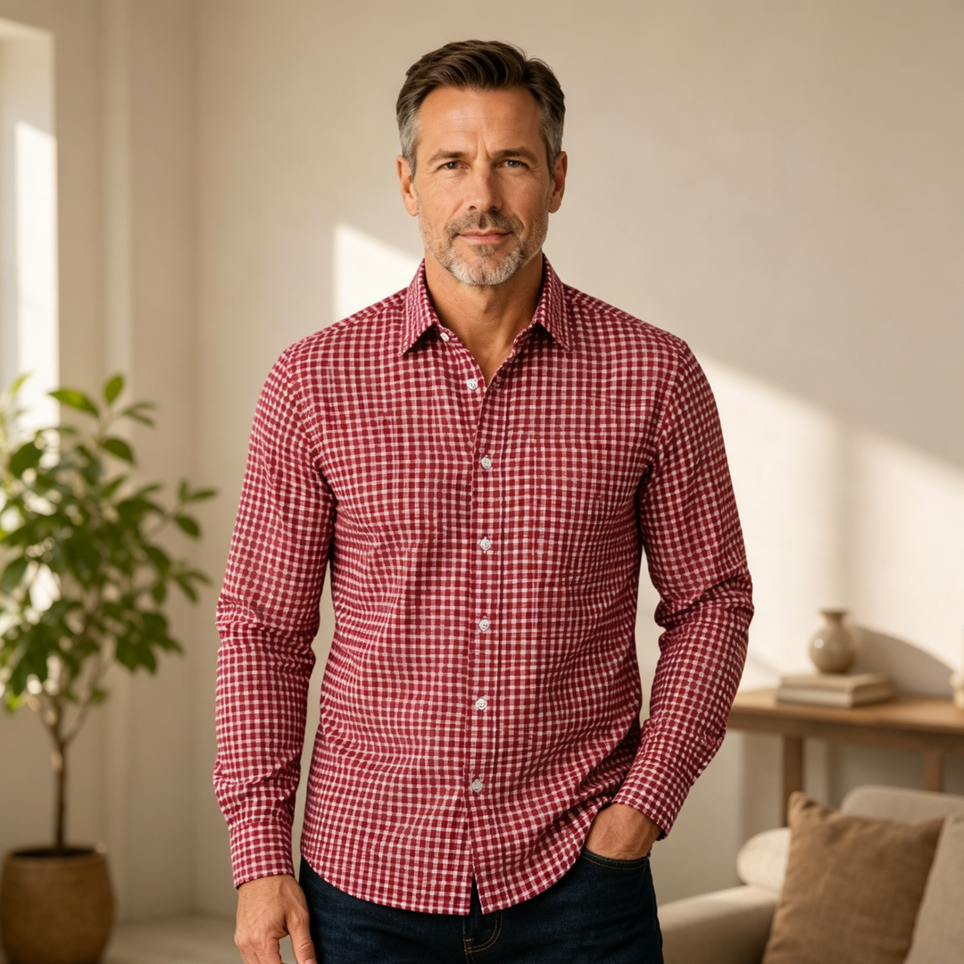 Classic Plaid Long Sleeve Shirt For Men