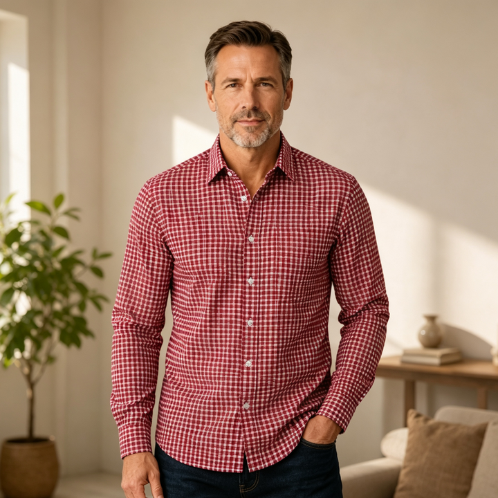 Classic Plaid Long Sleeve Shirt For Men