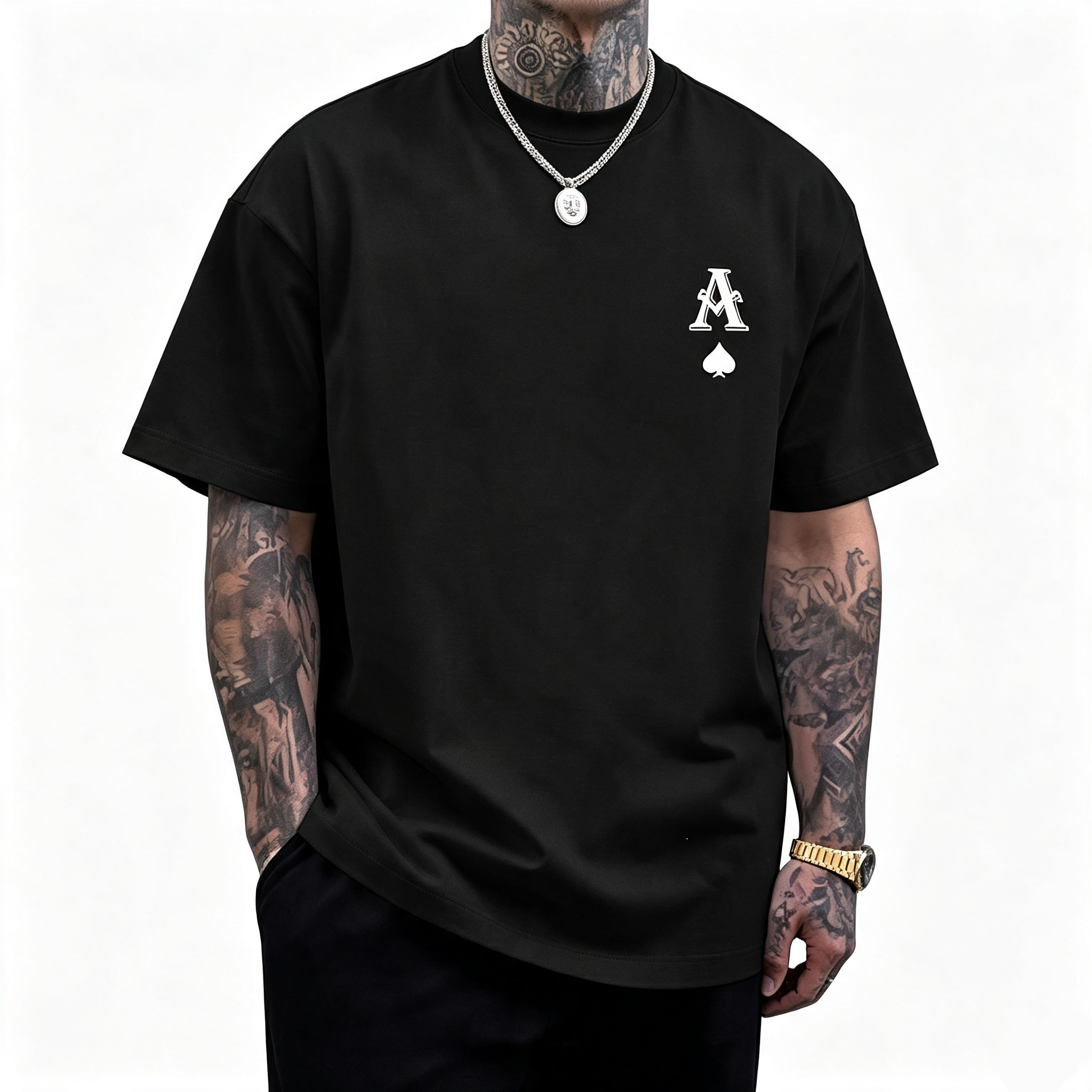 Ace Spade Graphic Men Oversized Tee