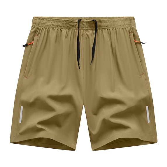 Quick-drying, elastic waistband, lightweight and stretchy; suitable for fitness training and running; features zippered pockets.