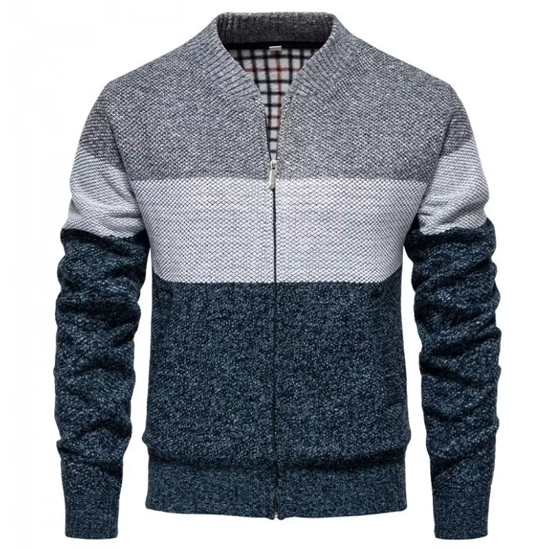 Men's Knitted Color Block Cardigan Jacket