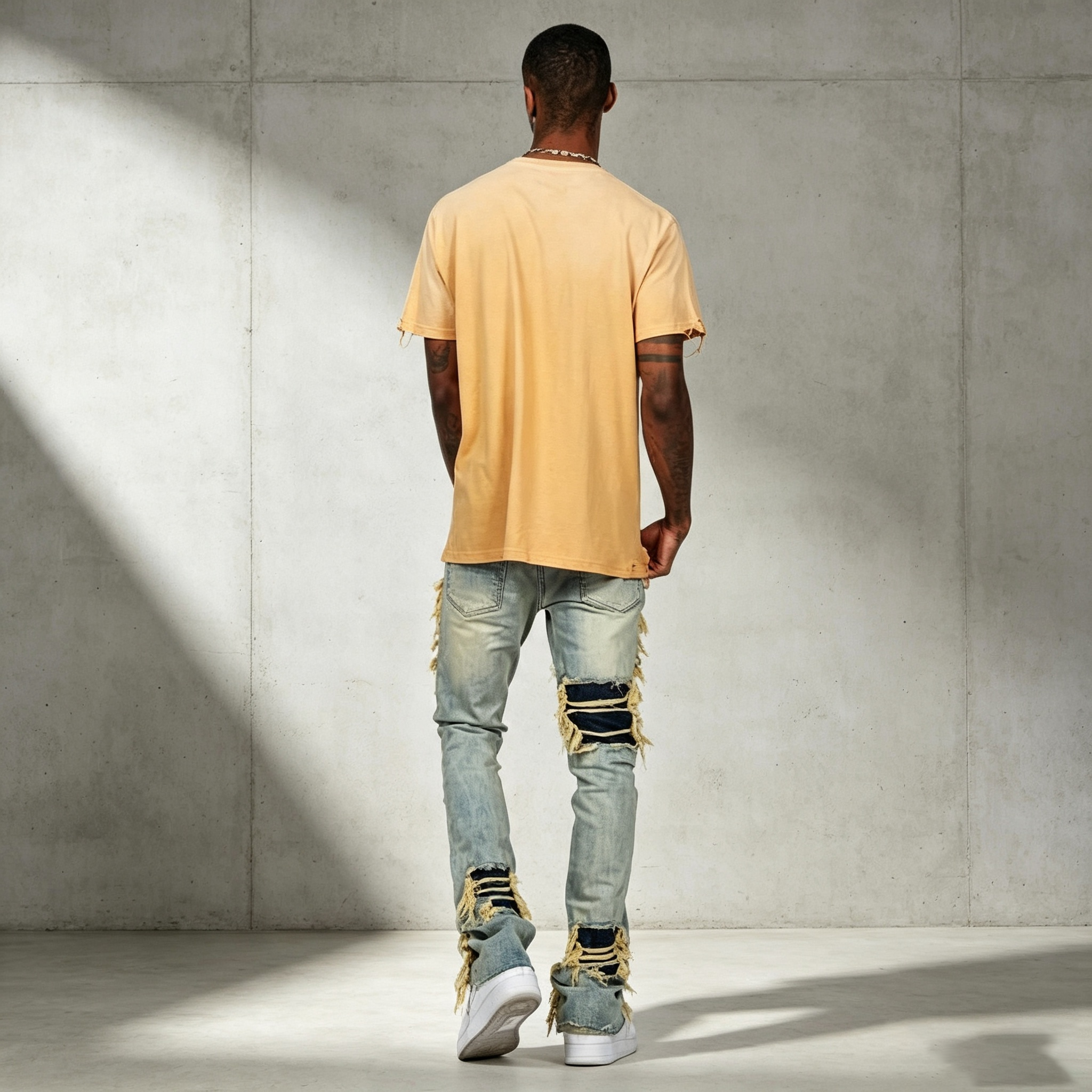 Vintage washed distressed ripped jeans