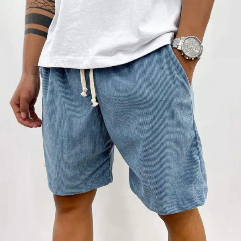Men's lace-up corduroy athletic shorts