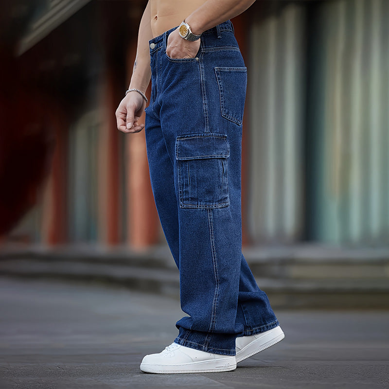 Men's wide-leg utility jeans