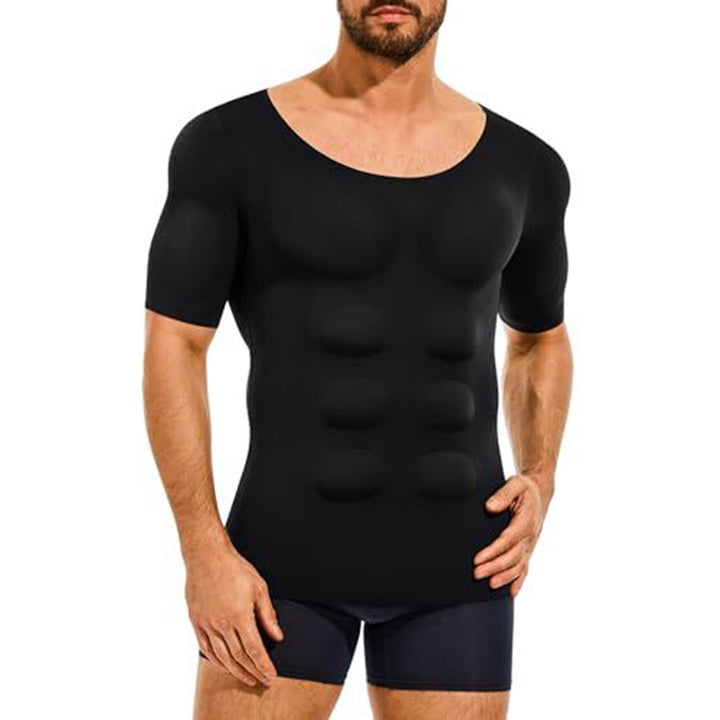 Men Body Shaper Padded Muscle Shirt