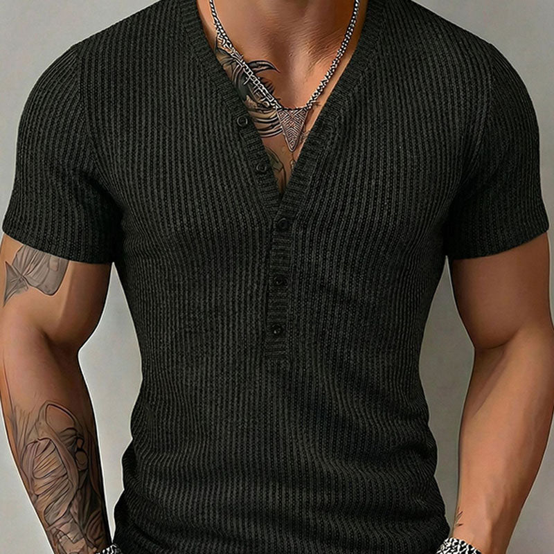 Short-sleeve V-neck polo shirt