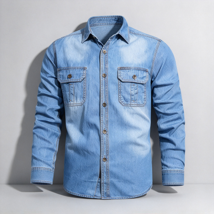 Vintage Multi Pocket Thin Cotton Denim Work Shirt
