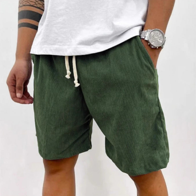 Men's lace-up corduroy athletic shorts