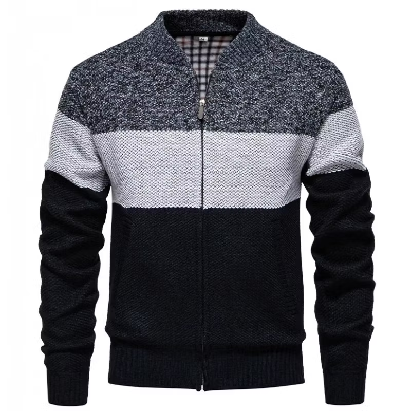 Men's Knitted Color Block Cardigan Jacket