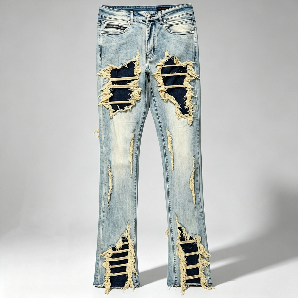 Vintage washed distressed ripped jeans