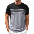 Men's color-blocked striped short-sleeved crew neck T-shirt
