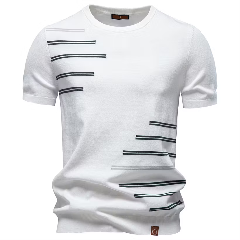 Modern Asymmetrical Stripe Knit Tee