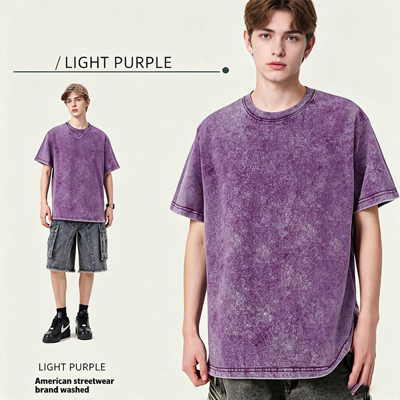 Distressed loose-fit pure cotton T-shirt