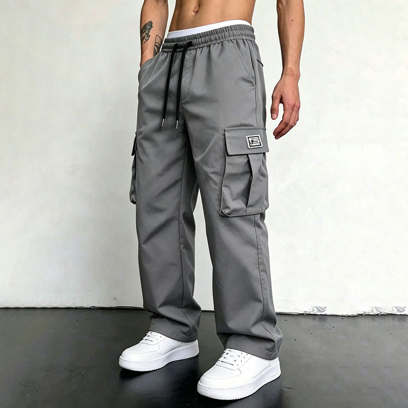 Men's Solid-Color Drawstring Cargo Pants
