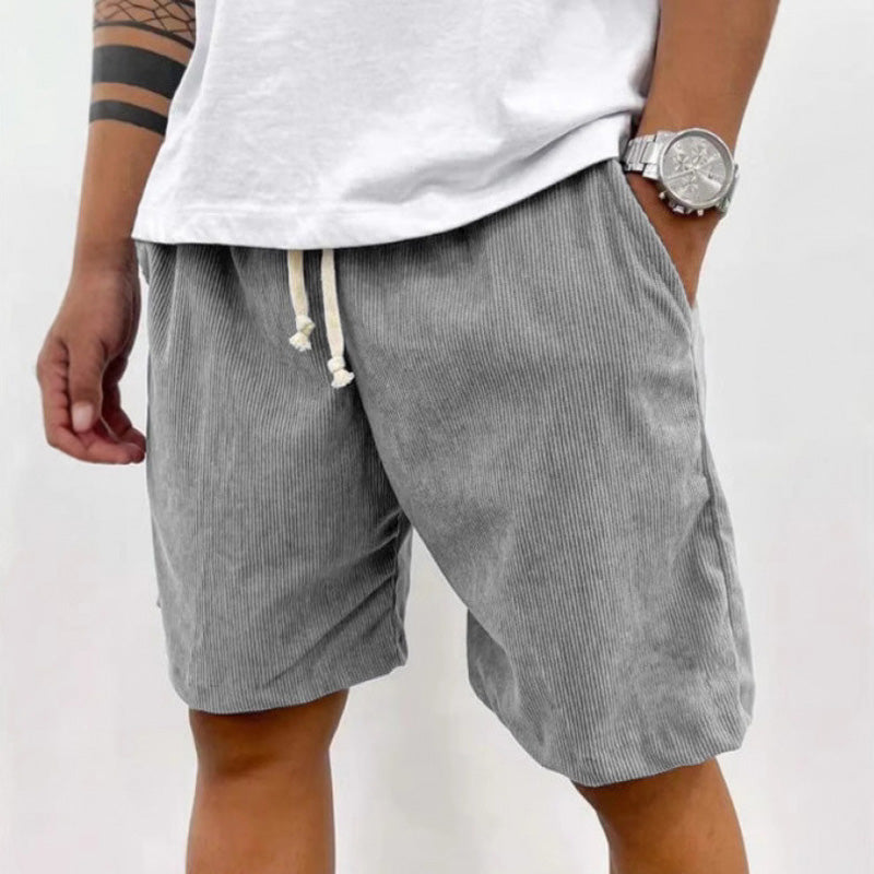 Men's lace-up corduroy athletic shorts