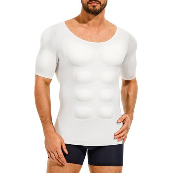 Men Body Shaper Padded Muscle Shirt