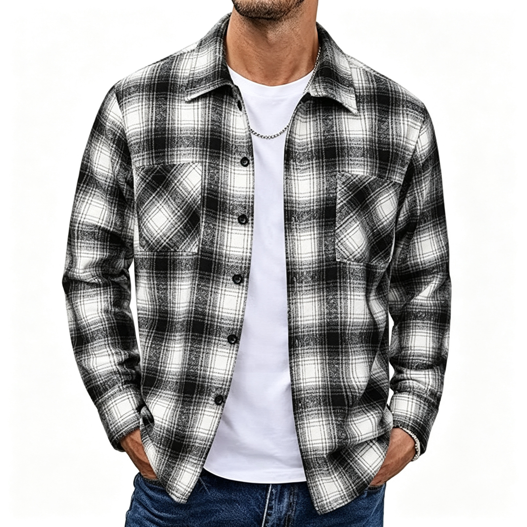 Plaid Long Sleeve Button Down Shirt Jacket