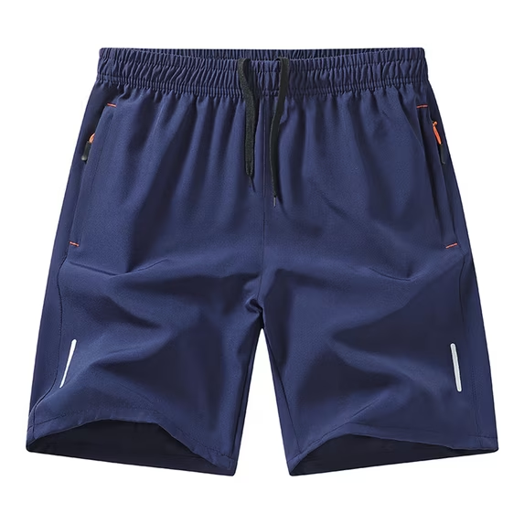 Quick-drying, elastic waistband, lightweight and stretchy; suitable for fitness training and running; features zippered pockets.