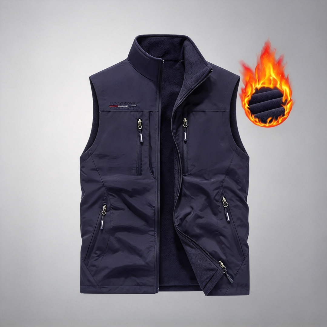 Men Fall Winter Reversible Fleece Lined Vest