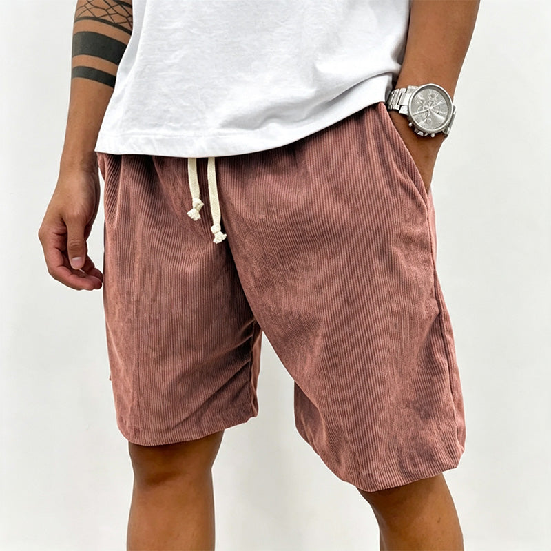 Men's lace-up corduroy athletic shorts