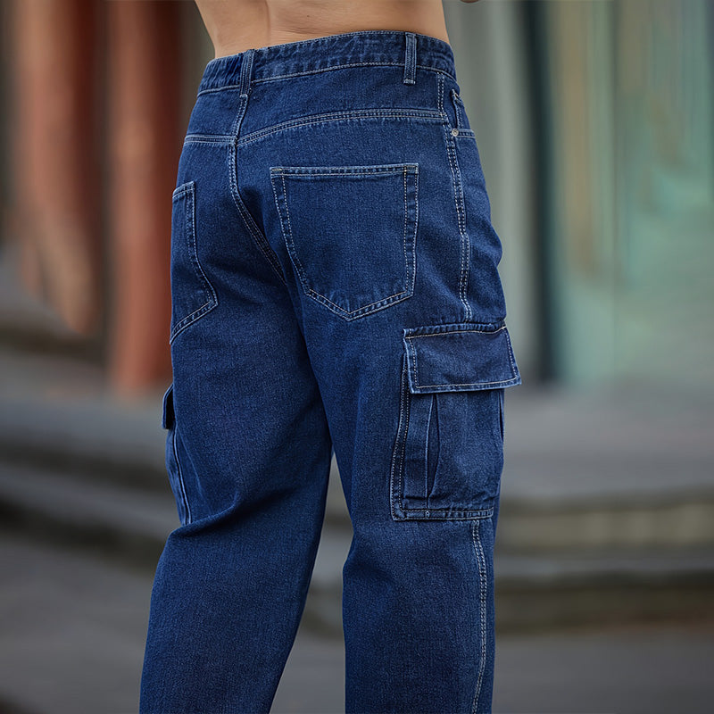 Men's wide-leg utility jeans