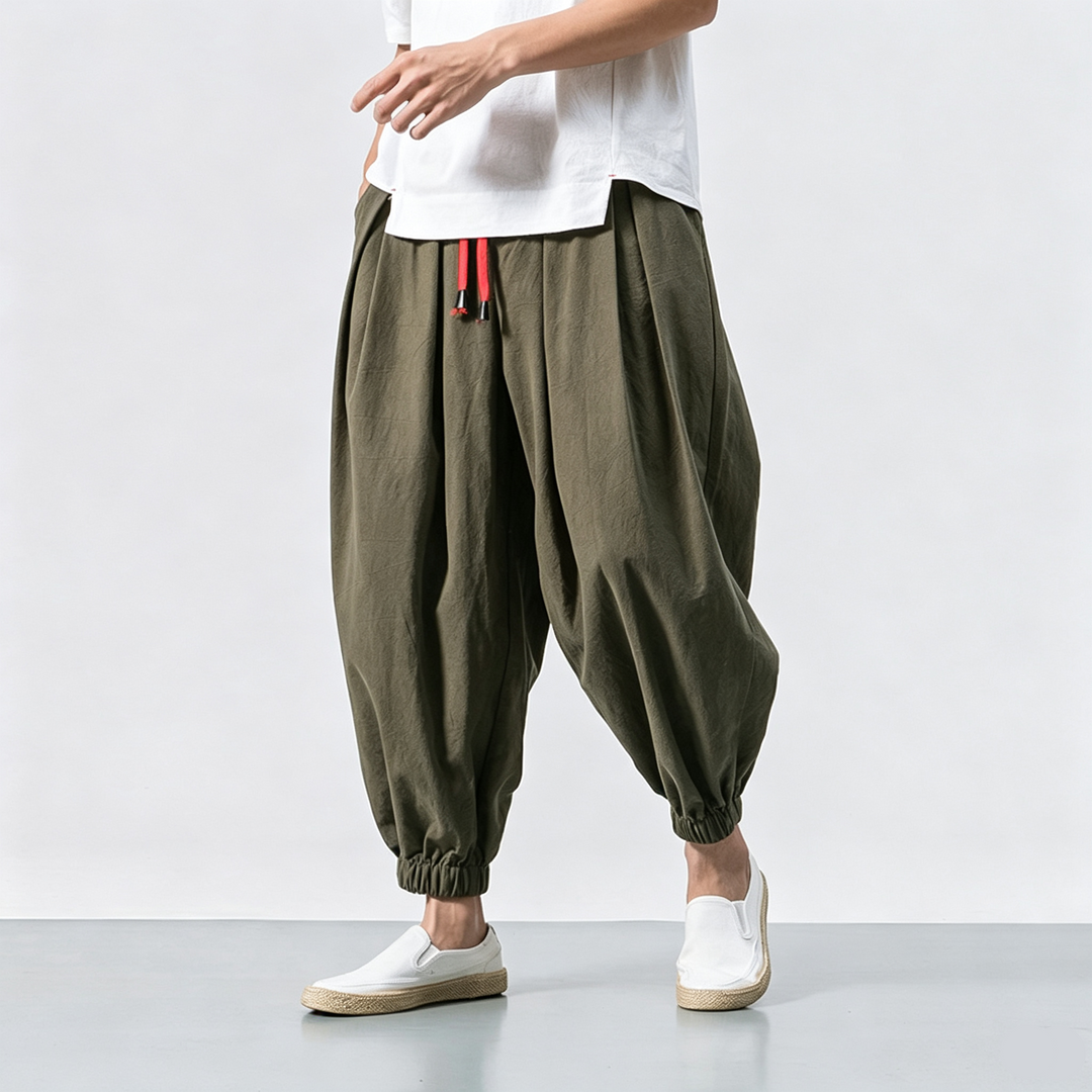 Loose Wide Leg Elastic Cuff Harem Pants