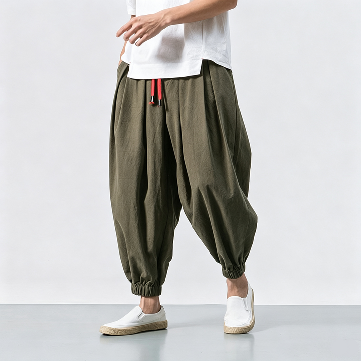 Loose Wide Leg Elastic Cuff Harem Pants