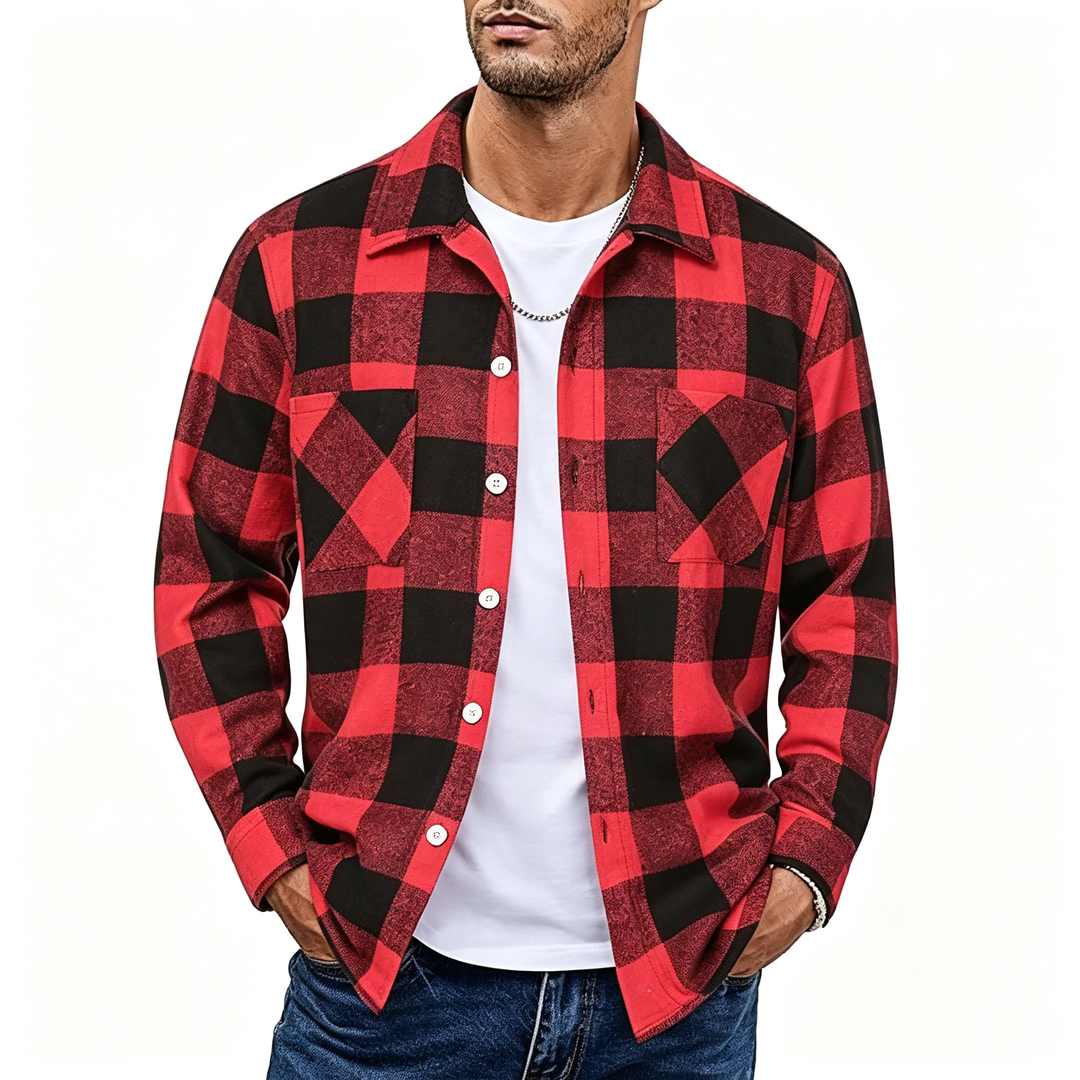 Plaid Long Sleeve Button Down Shirt Jacket