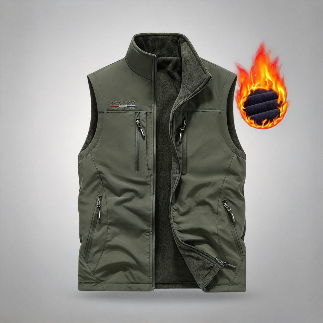 Men Fall Winter Reversible Fleece Lined Vest