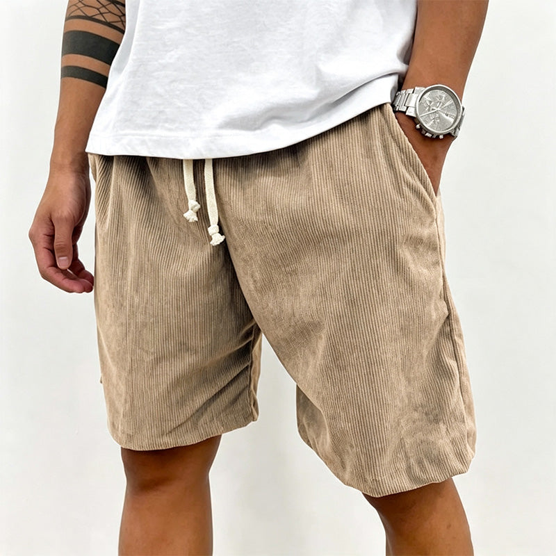 Men's lace-up corduroy athletic shorts
