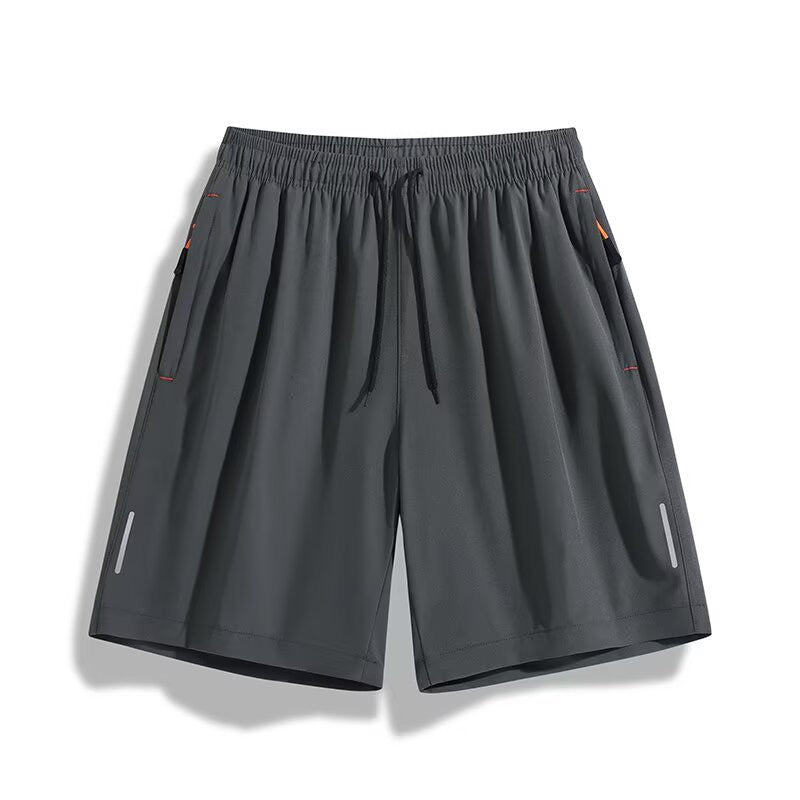 Quick-drying, elastic waistband, lightweight and stretchy; suitable for fitness training and running; features zippered pockets.