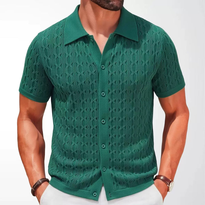 Knit Cotton Shirts for Men Casual Short Sleeve