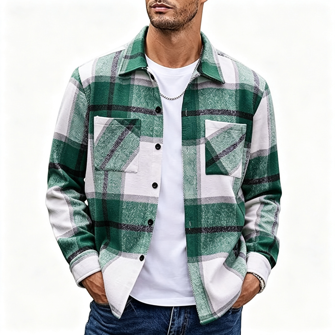 Plaid Long Sleeve Button Down Shirt Jacket