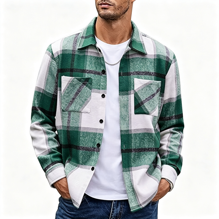 Plaid Long Sleeve Button Down Shirt Jacket