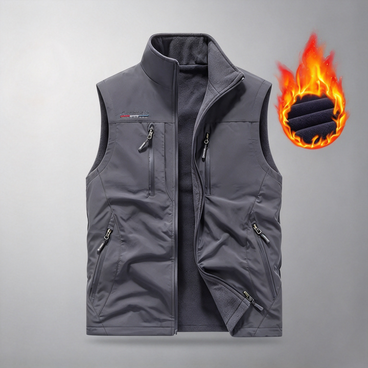 Men Fall Winter Reversible Fleece Lined Vest