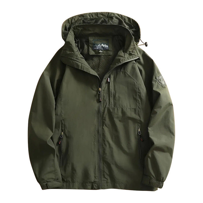 Men Outdoor Waterproof Hooded Hiking Jacket