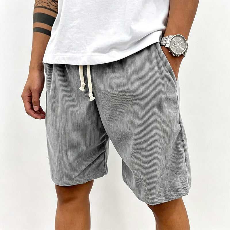 Men's lace-up corduroy athletic shorts