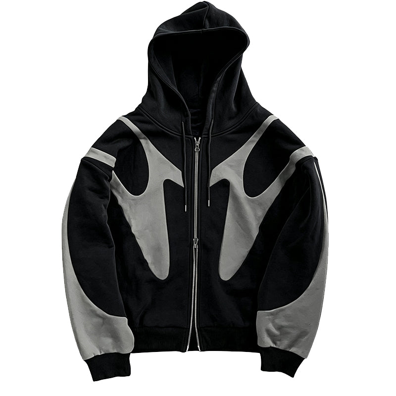 Streetwear Color Block Full Zip Hoodie