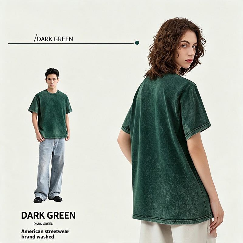 Distressed loose-fit pure cotton T-shirt